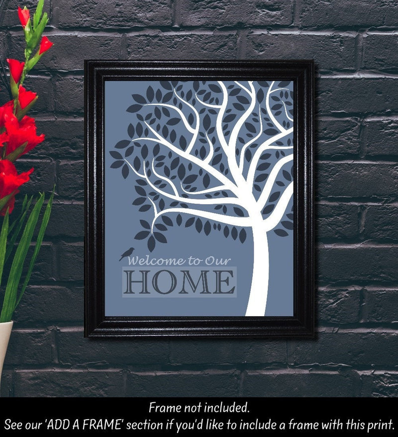 Welcome to our Home, Tree Print, Gift for Parents, New Home Gift, Family Name Sign, Welcome Sign, Family Wall Art, Letter Art, Welcome Print