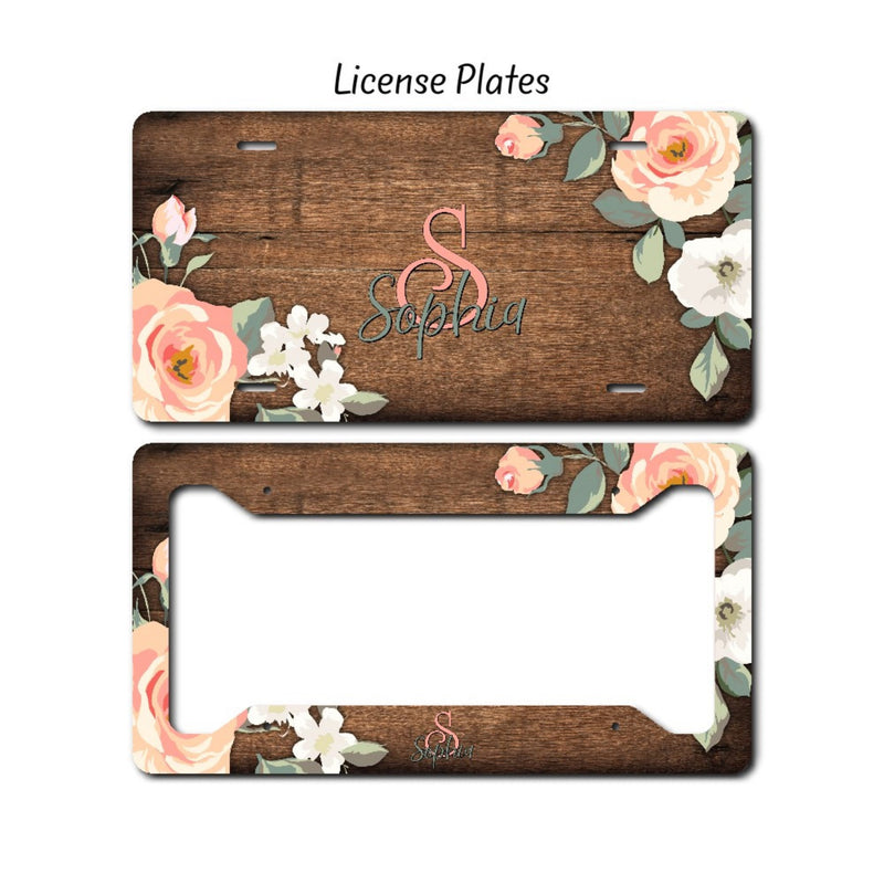 Floral License Plate, LP76