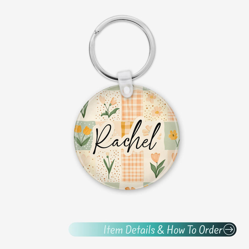 Custom Name Keychain – Cute Acrylic Keychain, Bridesmaid Gift, Shabby Chic Bag Charm