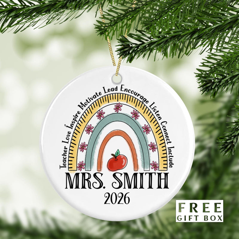 Personalized Teacher Ornament: Ceramic Holiday Keepsake Gift Box