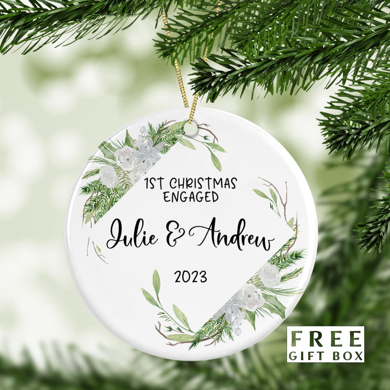 Engaged Ornament - Our First Christmas Custom Ornament - Personalized Wedding Keepsake
