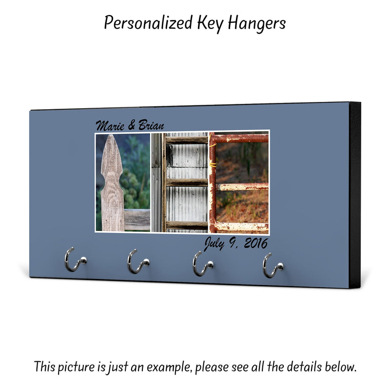 Custom Couple Key Holder for Wall - Perfect 1st Anniversary or Newly Wed Gift