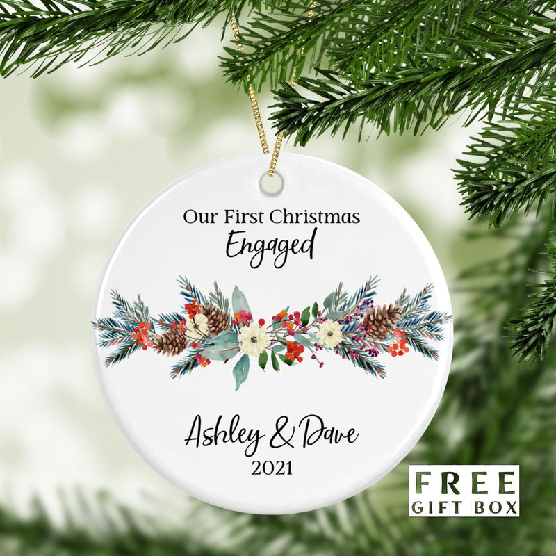 Personalized Mr and Mrs Christmas Ornament - Engagement Keepsake - Couples Gift