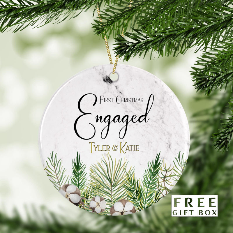 Engaged Christmas Ornament - Just Married Wedding Keepsake & Bridal Shower Gift