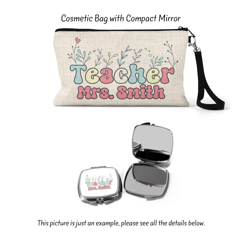 Personalized Teacher Cosmetic Bag: Linen Zipper Pouch