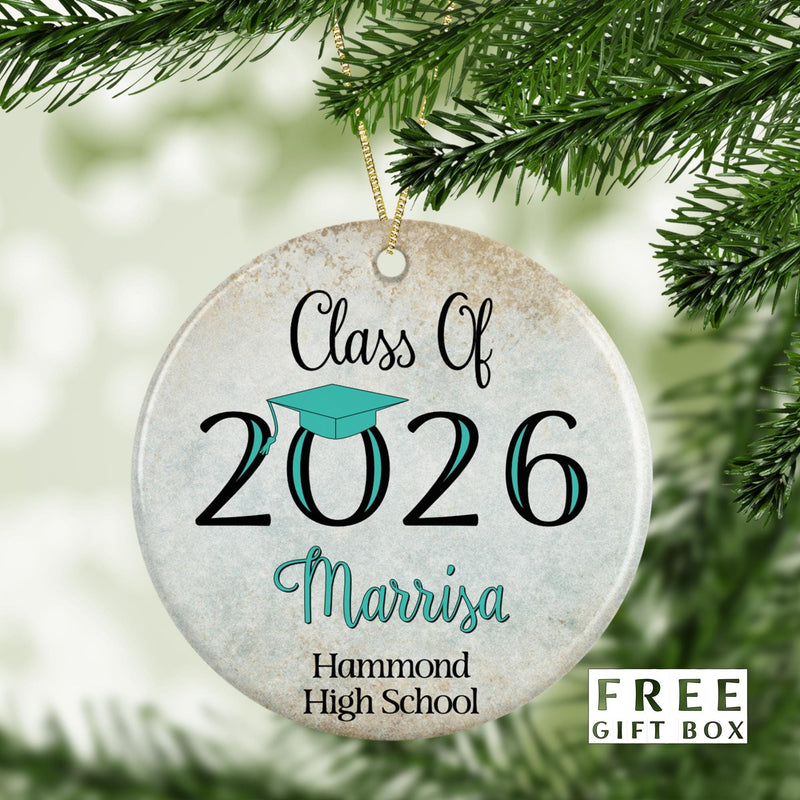 Personalized Graduation Ornament: Porcelain Keepsake with Gift Box