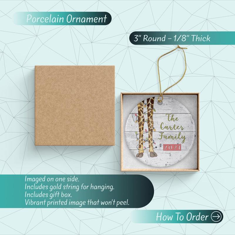 Giraffe Family Ornament - Our First Family Christmas - Newlywed and Engaged Keepsake