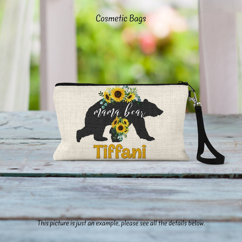 Mama Bear Cosmetic Bag - Perfect Gift for Her: Bridesmaid, Wife, Mom, Teacher