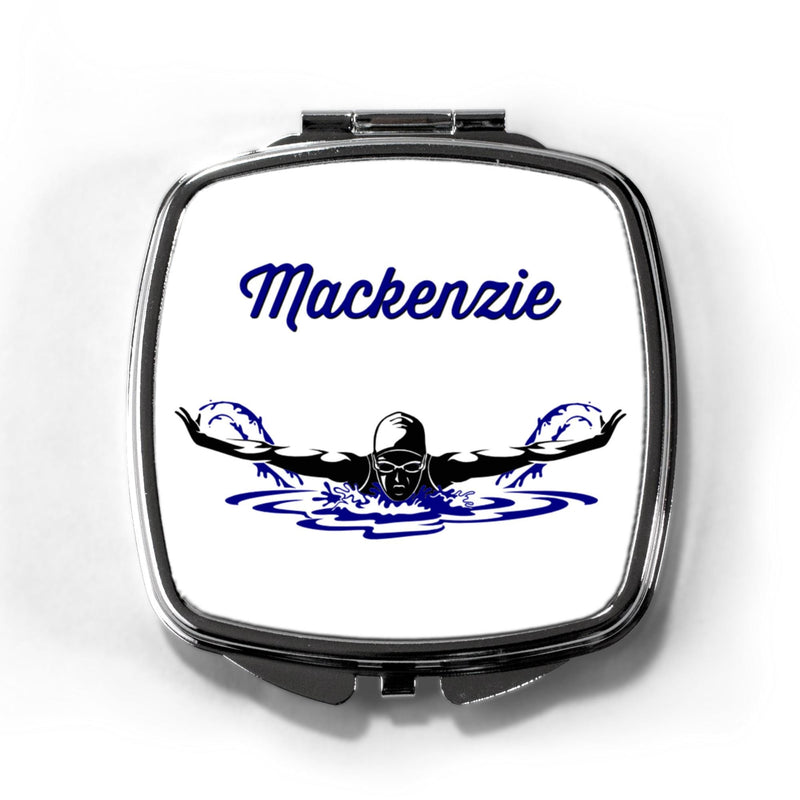Personalized Swim Team Compact Mirror: Swimmer/Coach Gift