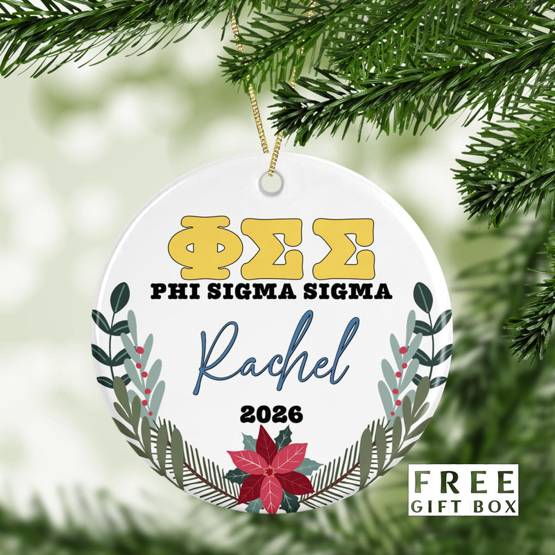 Phi Sigma Sigma Sorority Ornament: Custom Porcelain Greek Gift