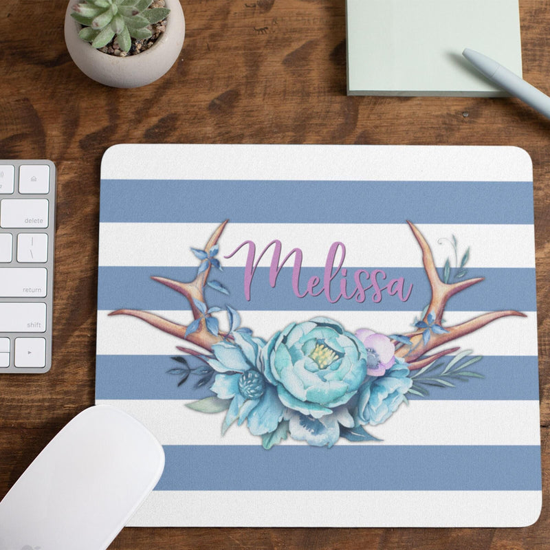 Boho Antlers Mouse Pad Personalized Mousepad Birthday Gift Wedding Gift Unique Gift Personalized Gift Gift for Her Mom Gift MP72