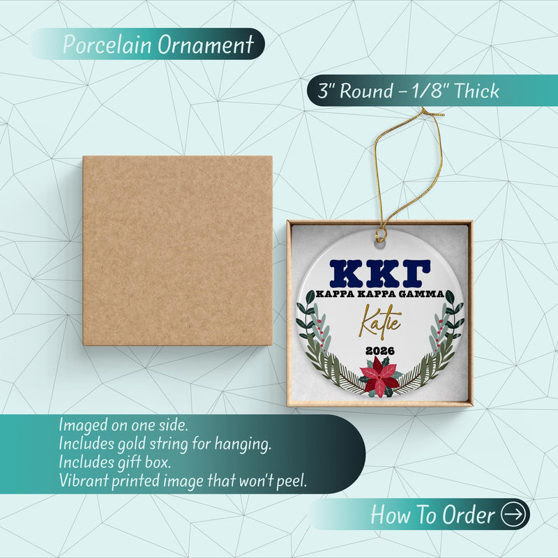 Kappa Kappa Gamma Ornament: Custom Sorority Gift