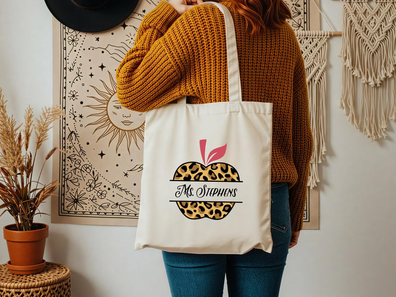 Personalized Teacher Tote Bag & Pencil Pouch Set: Linen Canvas Gift
