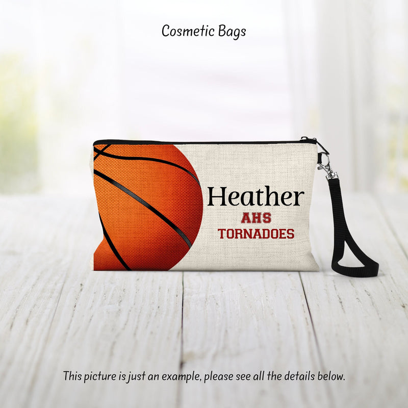 Basketball, Basketball Gift, Basketball Team, Basketball Bag, Cosmetic Bag, Team Gift, Gift For Her, CO49