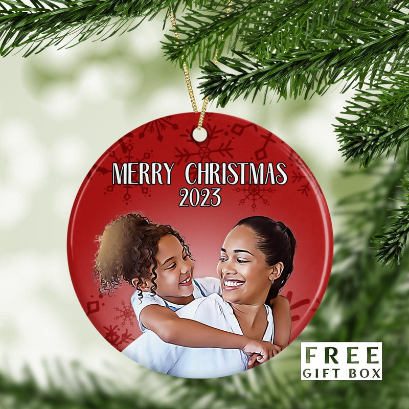 Custom Family Photo Ornament - First Christmas & Memorial Keepsake