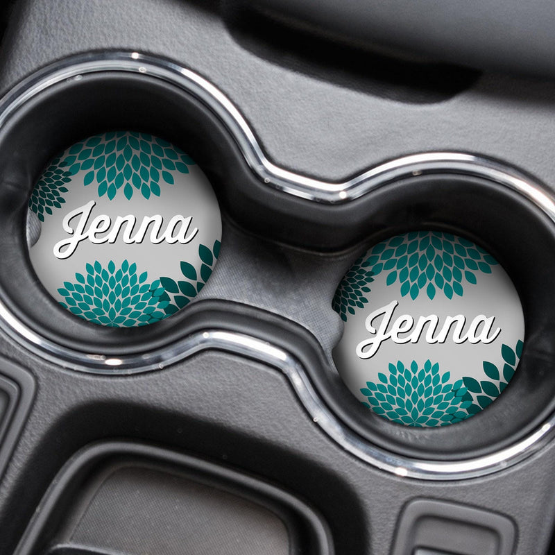 Car Coasters, Dahlia Coaster, Personalized Gift, Anniversary Gift, Monogram Coasters, Wedding Gift, Car Accessories, Coasters Sets, CC60