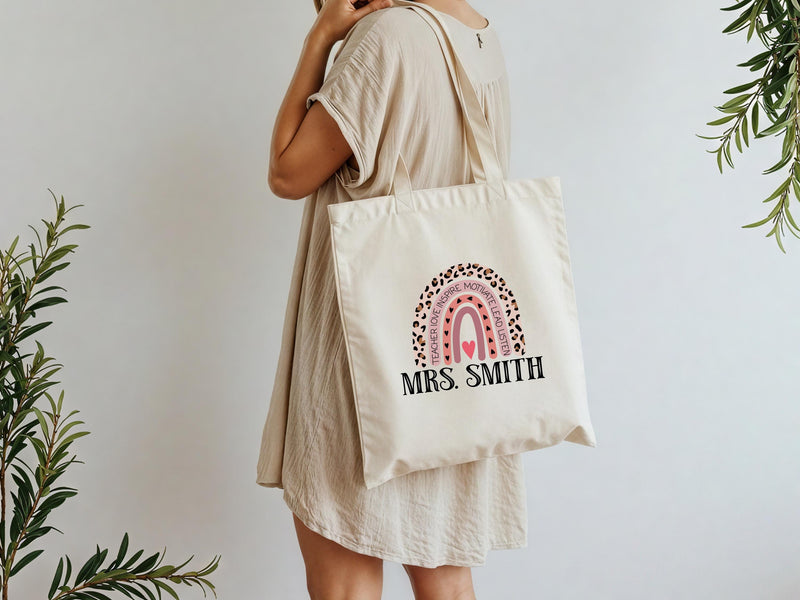 Personalized Teacher Canvas Tote Bag: Appreciation Gift