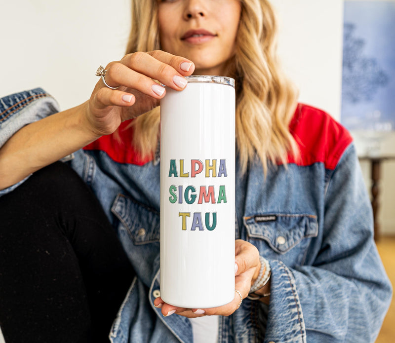 Alpha Sigma Tau Skinny Tumbler - Perfect Sorority Gift