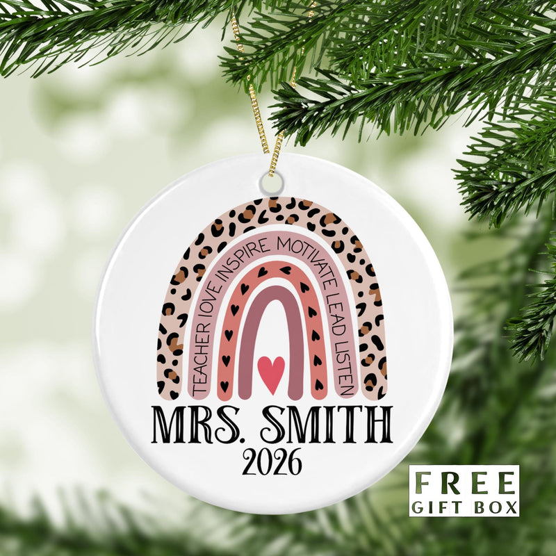 Personalized Teacher Ornament: Ceramic Holiday Keepsake Gift