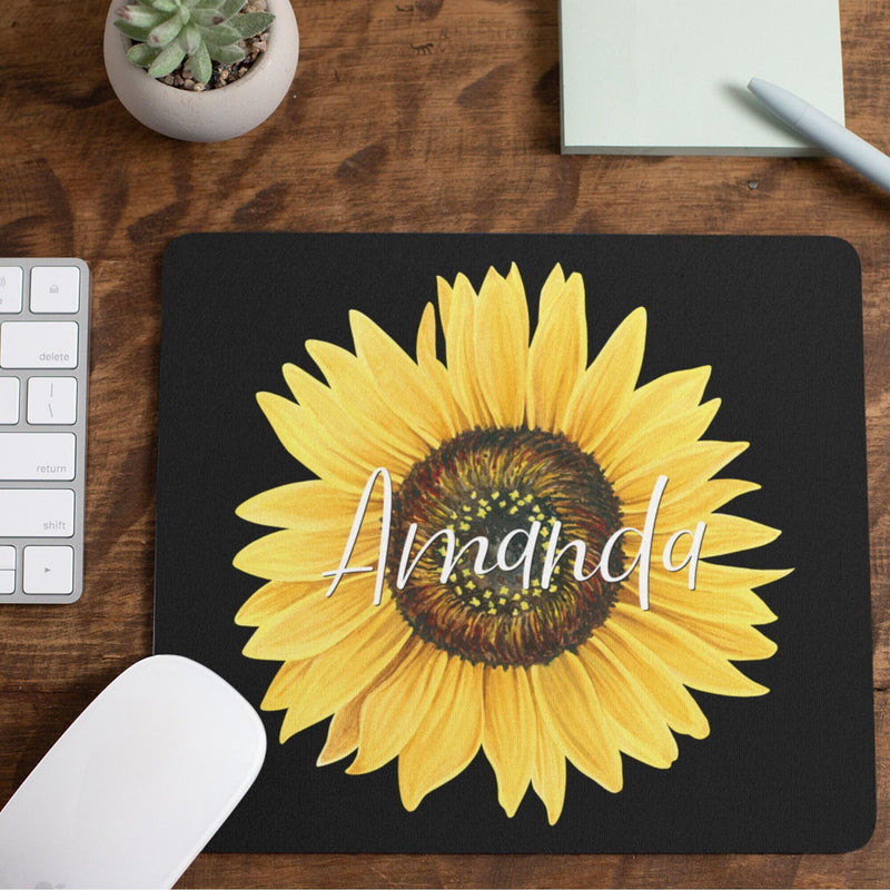 Personalized Sunflower Mouse Pad: Custom Birthday Gift