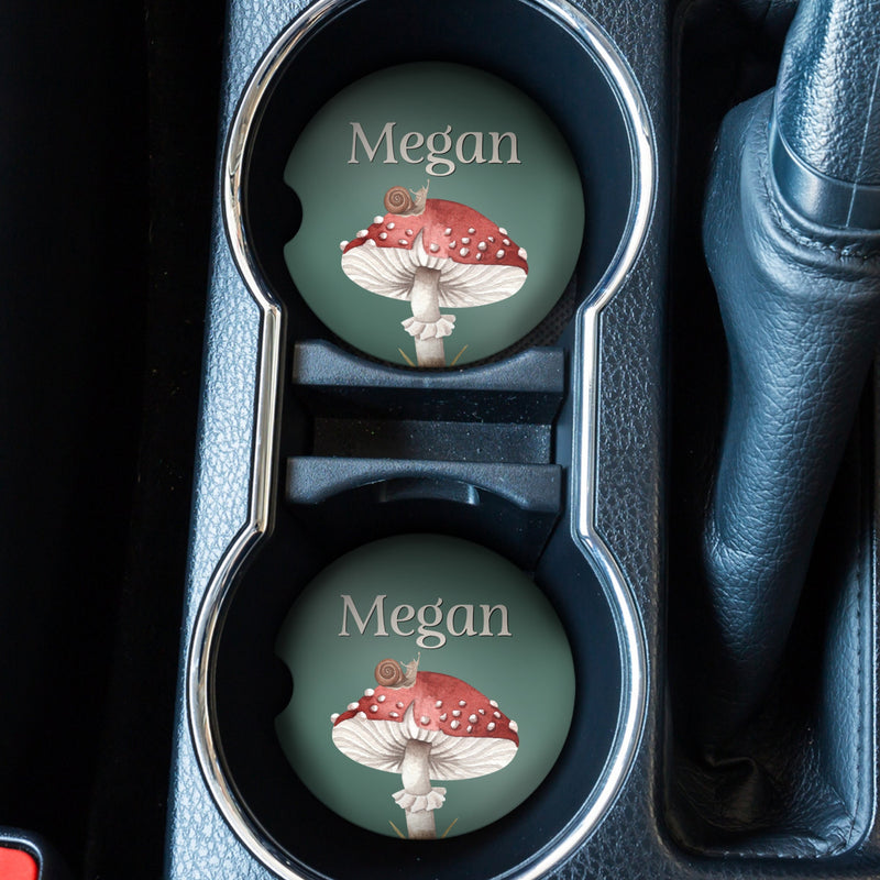 Mushroom Car Coaster: Personalized Monogram Gift