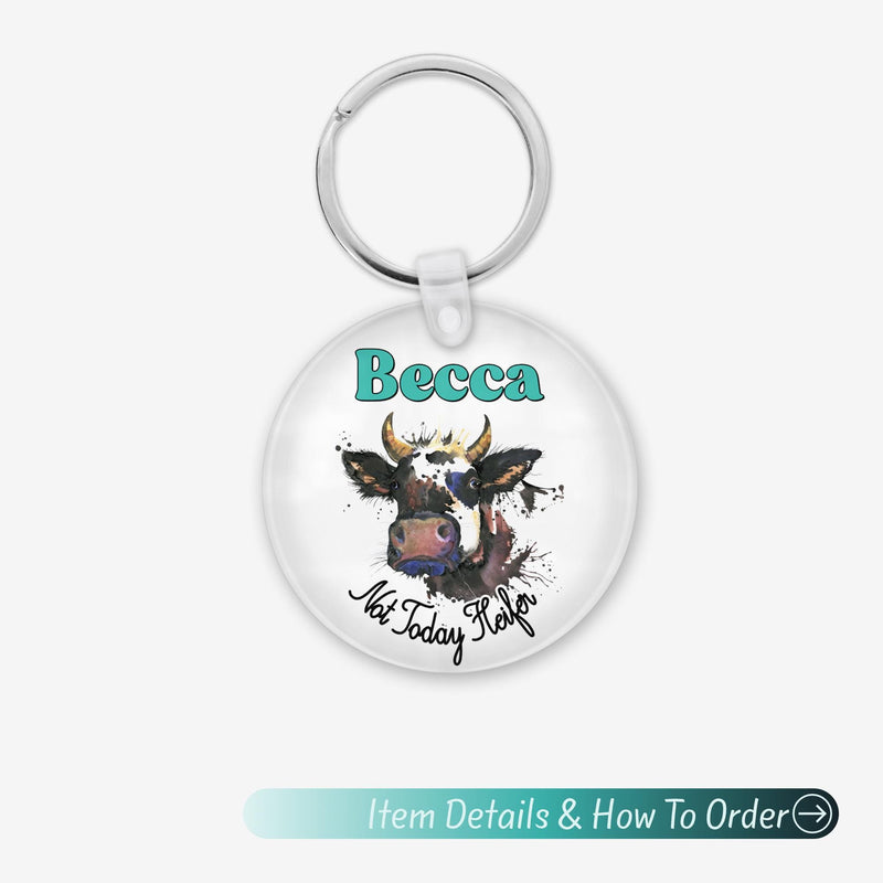 Cow Print Acrylic Name Keychain: Custom Bag Charm