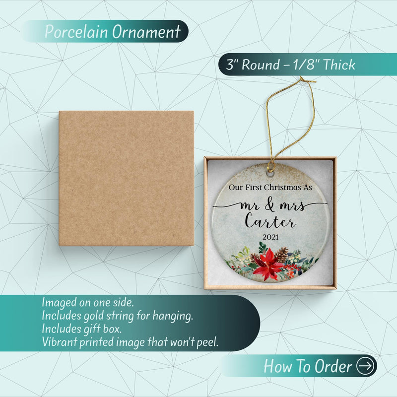 Our First Christmas Keepsake - Custom Wedding Ornament for Newlyweds