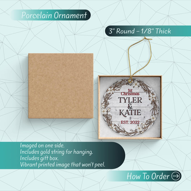 Our First Christmas Keepsake - Custom Wedding Ornament for Newlyweds