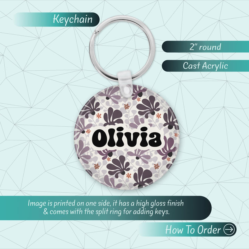 Custom Name Keychain – Cute Acrylic Keychain, Bridesmaid Gift, Shabby Chic Bag Charm