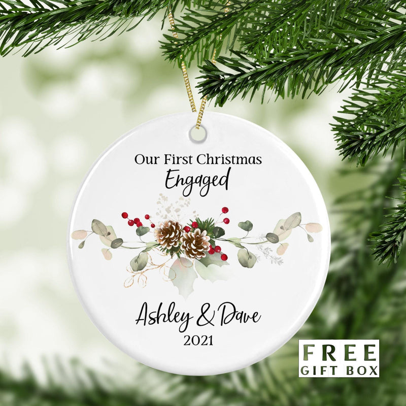 Personalized Mr and Mrs Christmas Ornament - Engagement Keepsake - Couples Gift