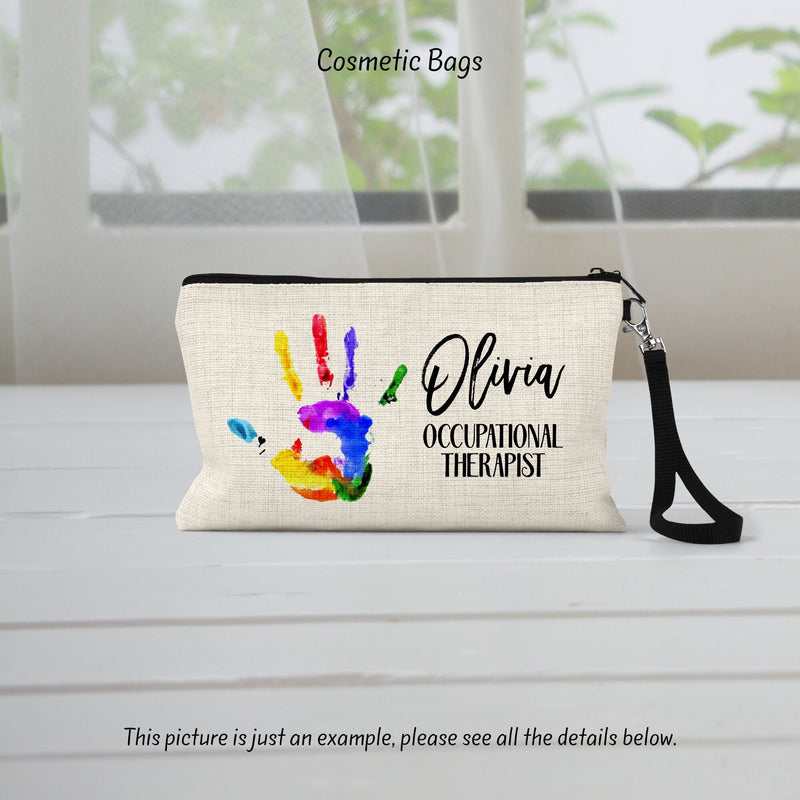 Occupational Therapist Gift: Personalized Linen Makeup Bag