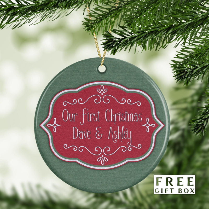 Mr and Mrs First Christmas Ornament - Just Married Wedding Keepsake & Bridal Shower Gift