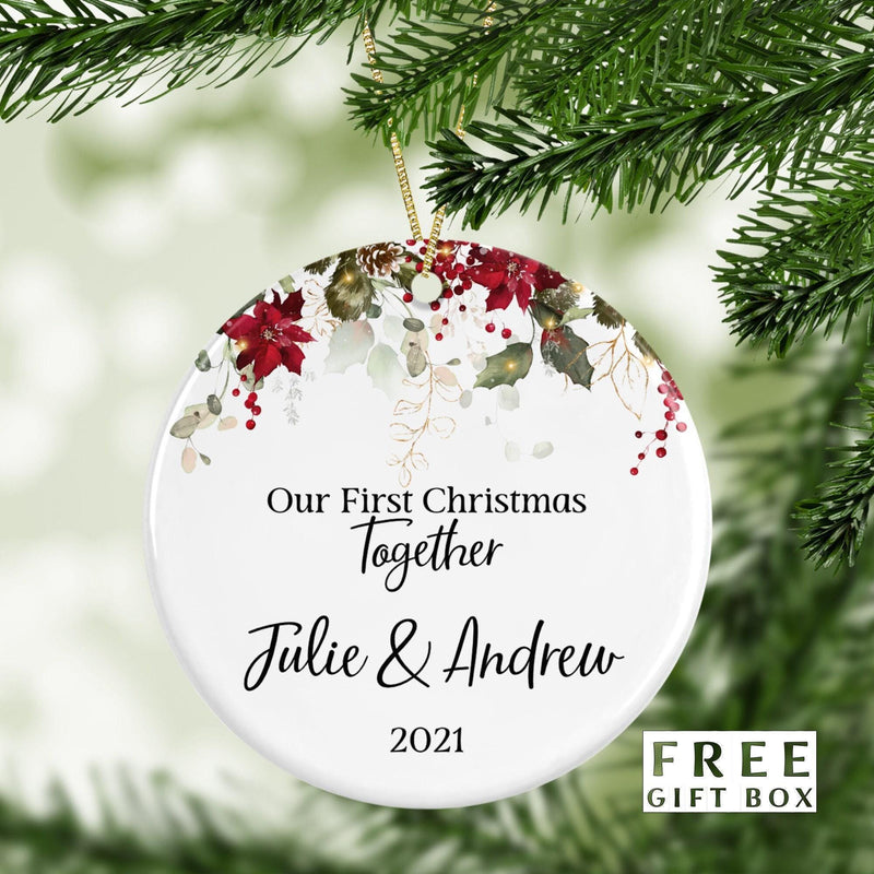 Mr and Mrs First Christmas Ornament - Just Married Wedding Keepsake & Bridal Shower Gift