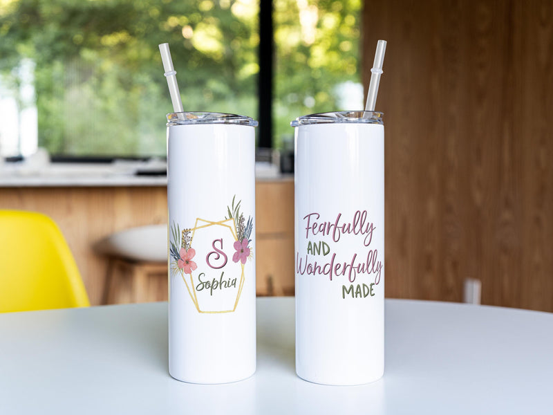 Fearfully and Wonderfully Made, Skinny Tumbler, Mothers Day Gift, Unique Gifts, Bridesmaid Gift, Bachelorette Party, Gift for Mom, DS33