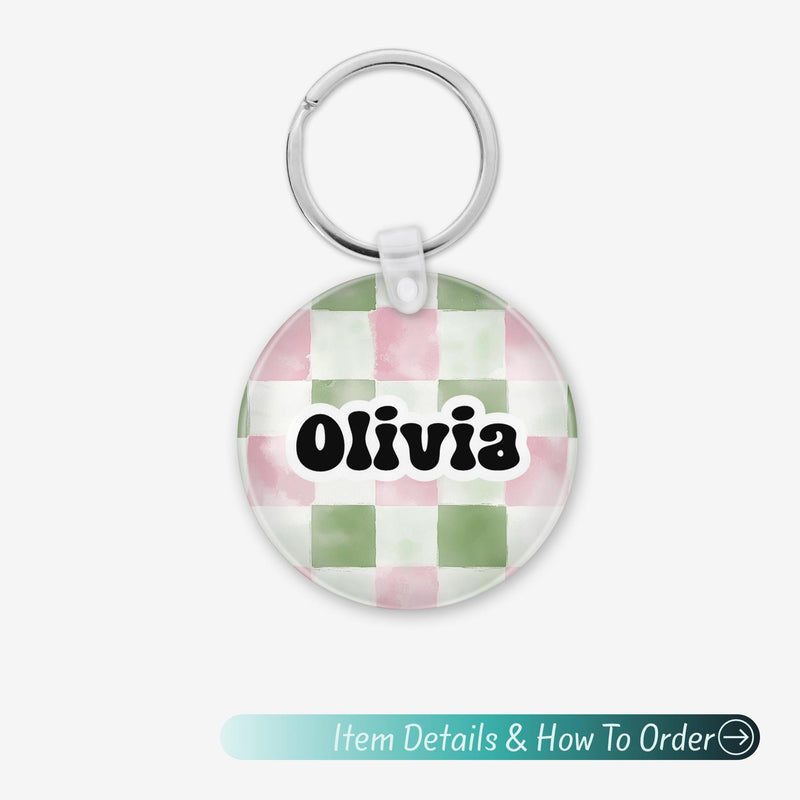 Custom Name Keychain – Cute Acrylic Keychain, Bridesmaid Gift, Shabby Chic Bag Charm