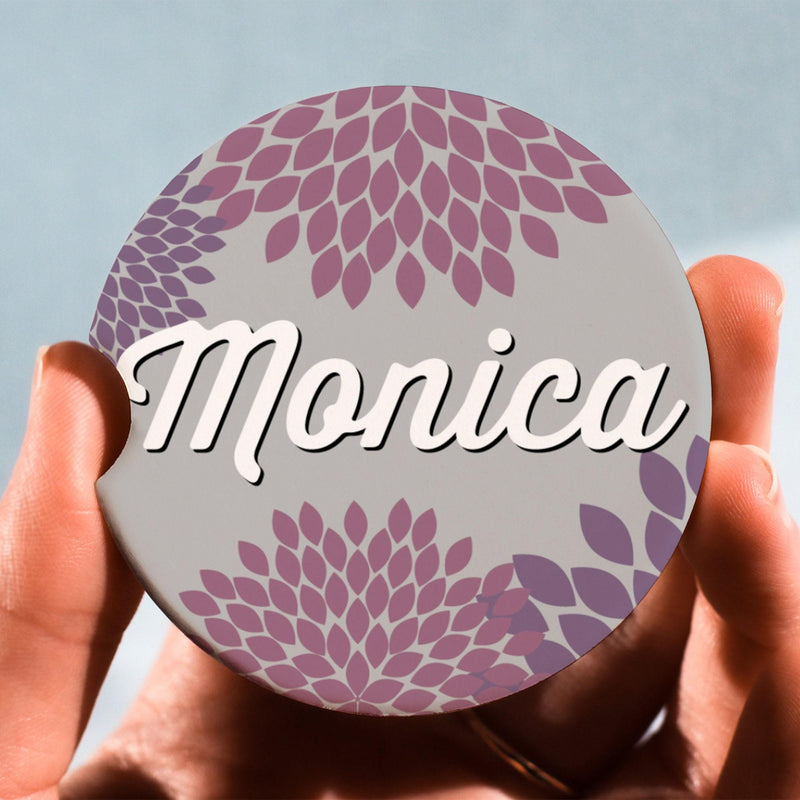 Car Coasters, Dahlia Coaster, Personalized Gift, Anniversary Gift, Monogram Coasters, Wedding Gift, Car Accessories, Coasters Sets, CC61