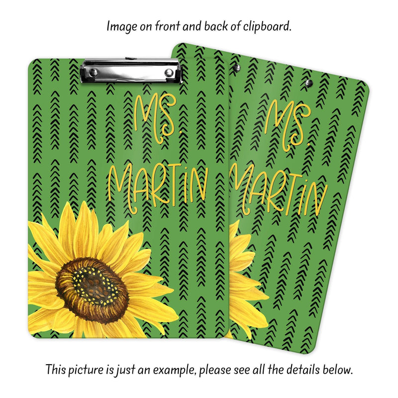 Sunflower Teacher Appreciation, Custom Clipboard, Monogram Clip Board, Monogram Teacher Gift, Personalized Office Gifts, Clip Board, CB29
