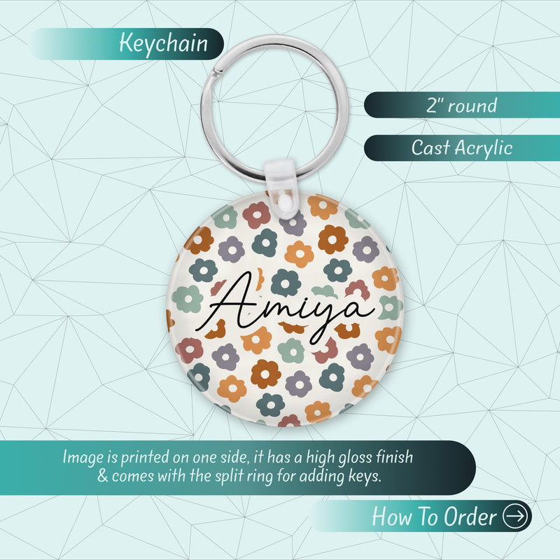 Custom Name Keychain – Cute Acrylic Keychain, Bridesmaid Gift, Shabby Chic Bag Charm