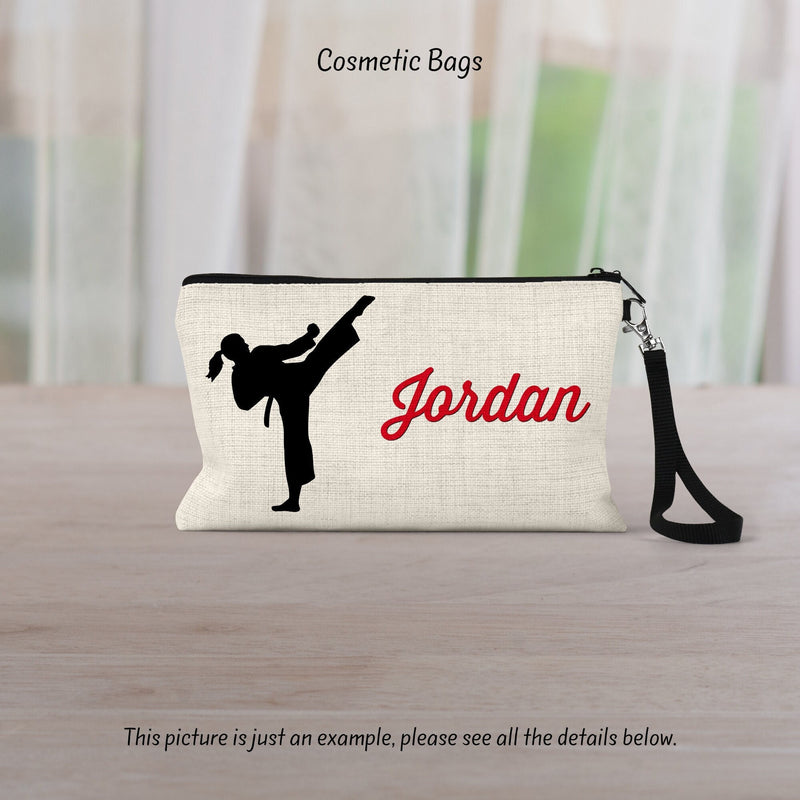Martial Arts Linen Cosmetic Bag: Karate Taekwondo Gift