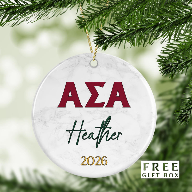Alpha Sigma Alpha Sorority Ornament: Custom Greek Gift