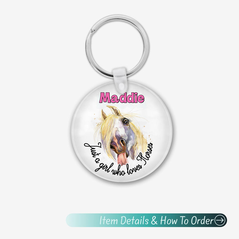 Personalized Acrylic Horse Keychain: Custom Name Bag Charm