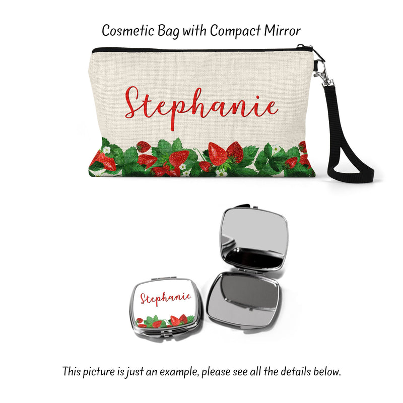Strawberry Linen Cosmetic Bag: Personalized Makeup Bag Gift