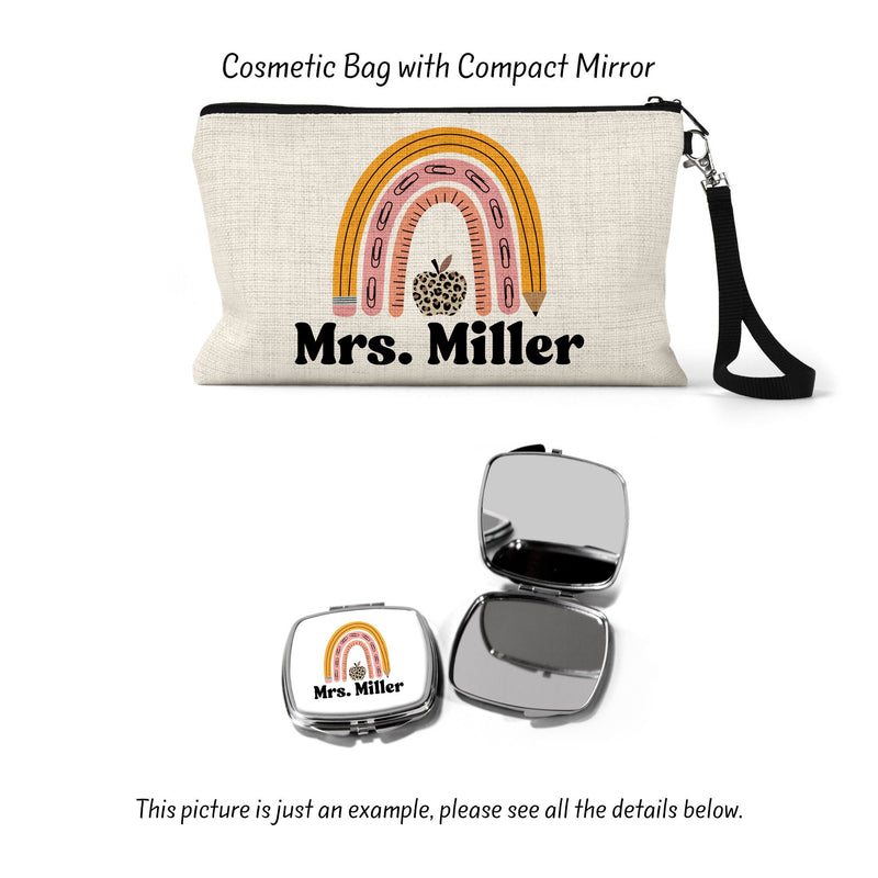 Teacher Appreciation Gift: Personalized Linen Cosmetic Bag