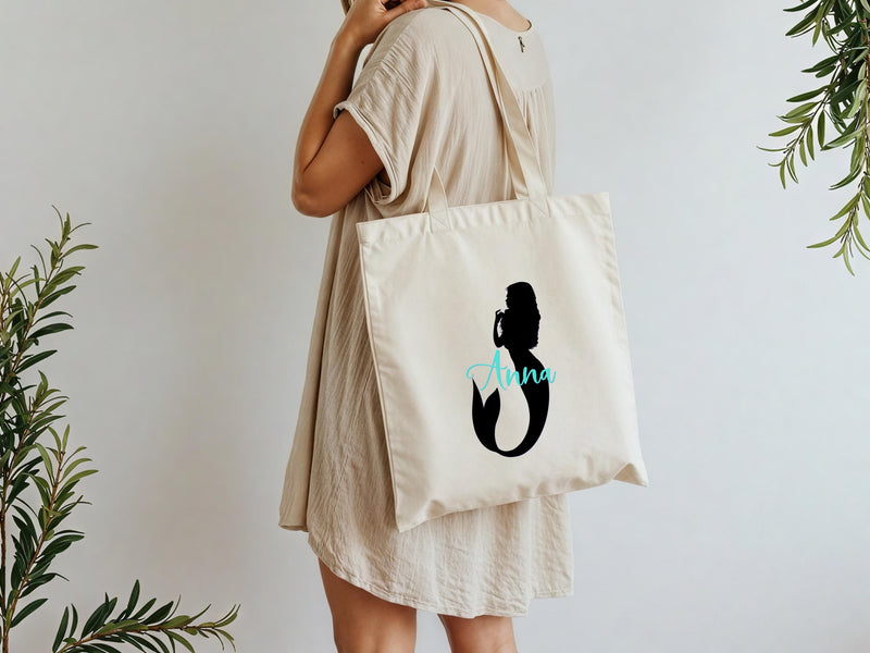 Mermaid Kisses Starfish Wishes, Mermaid Bag, Gift for Her, Tote Bag, Gift for Wife, Canvas Tote Bag, Canvas Bag, Personalized Tote, TG36