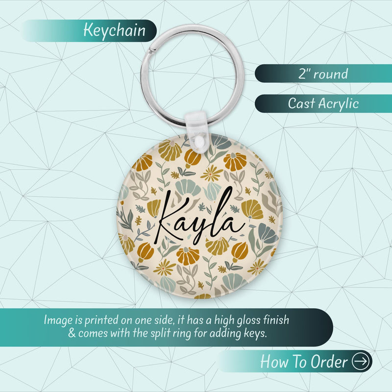 Custom Name Keychain – Cute Acrylic Keychain, Bridesmaid Gift, Shabby Chic Bag Charm
