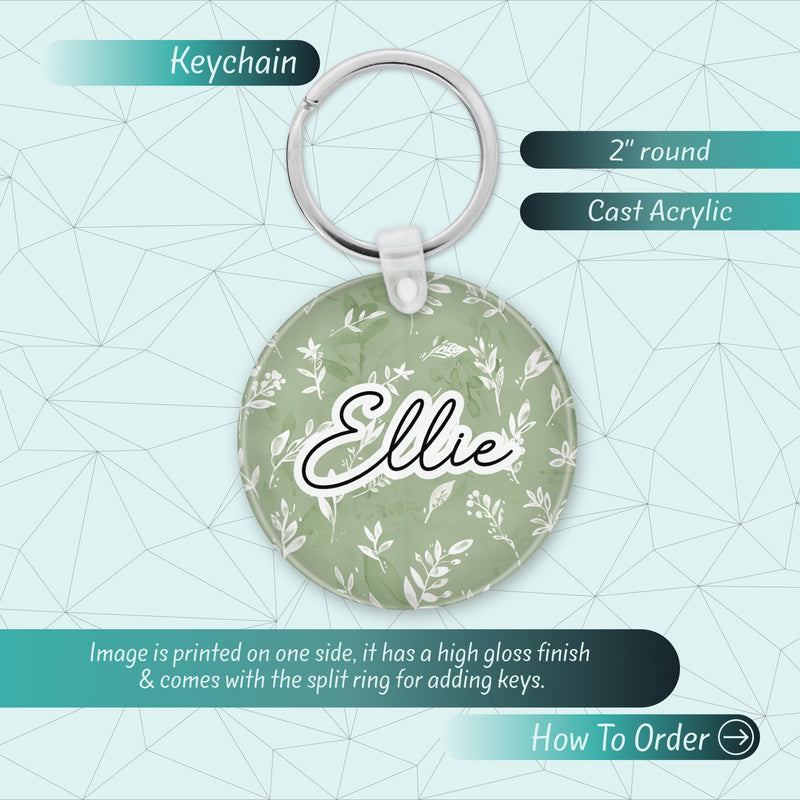 Custom Name Keychain – Cute Acrylic Keychain, Bridesmaid Gift, Shabby Chic Bag Charm