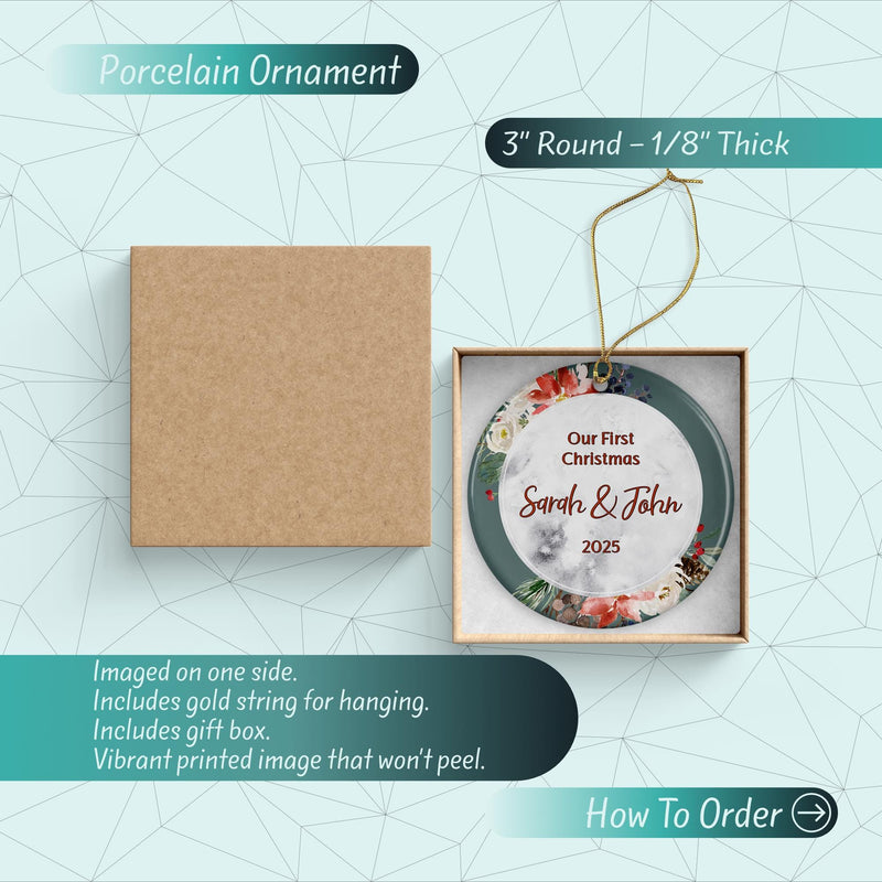 Our First Christmas Custom Couple Ornament - Perfect Stocking Stuffer