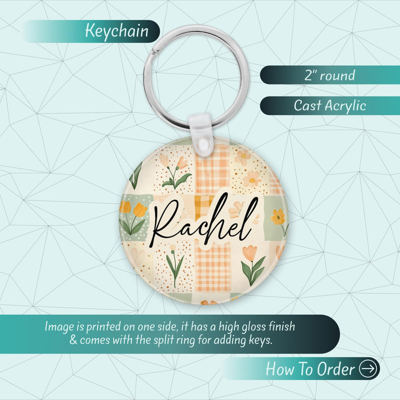Custom Name Keychain – Cute Acrylic Keychain, Bridesmaid Gift, Shabby Chic Bag Charm