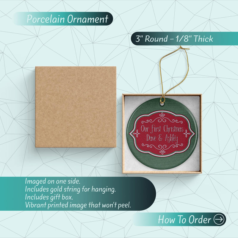 Mr and Mrs First Christmas Ornament - Just Married Wedding Keepsake & Bridal Shower Gift