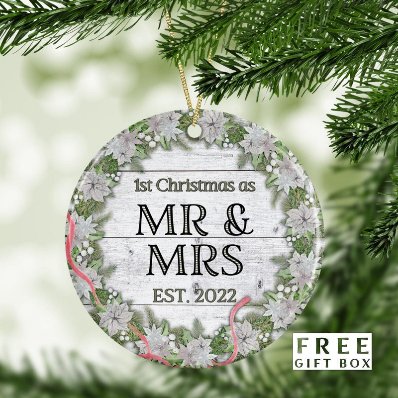 Our First Christmas Keepsake - Custom Wedding Ornament for Newlyweds